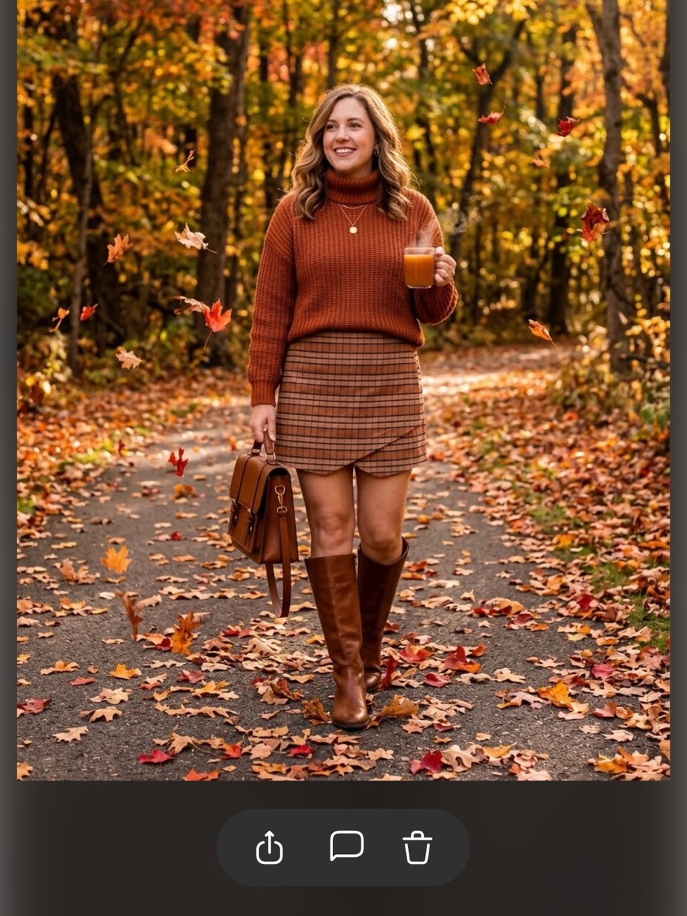 Versona Plaid Wrap Mini Skirt in Rust and Brown